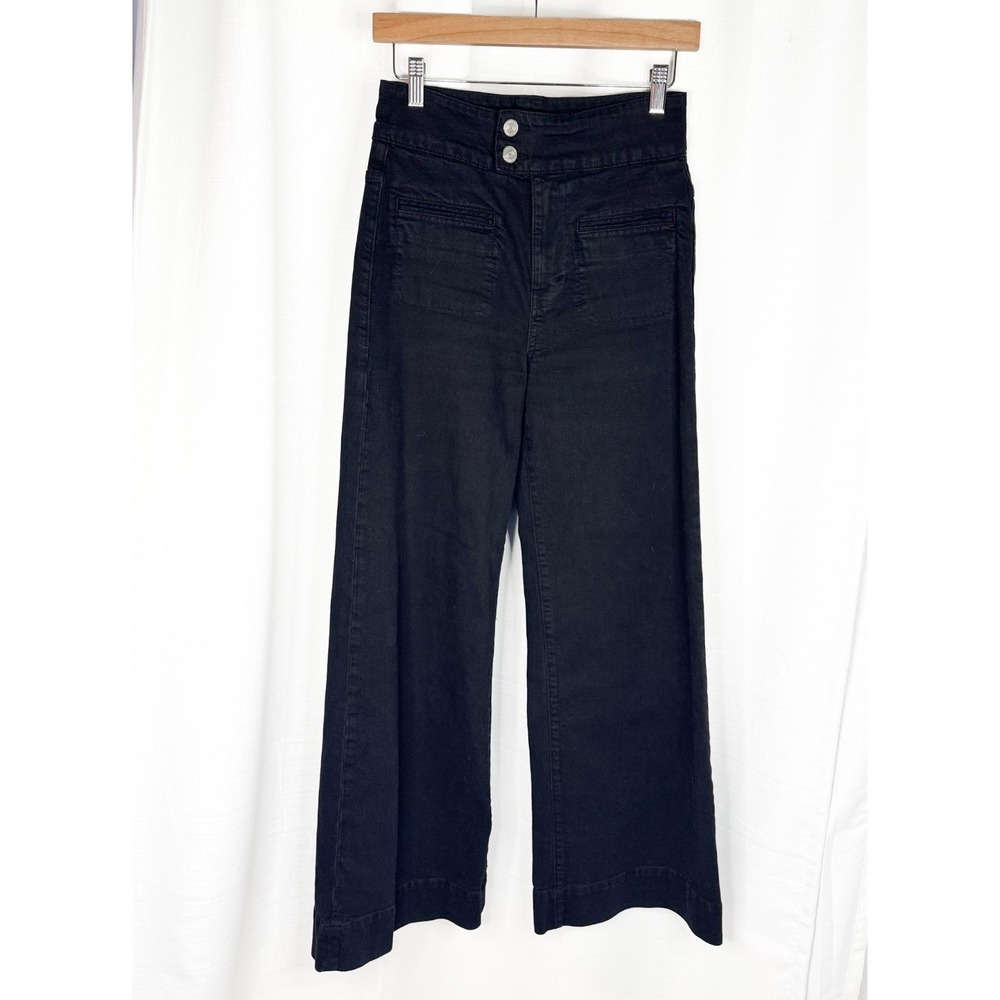 FRAME Le Pixie Hardy Wide Leg Jeans 26 Film Noir Black High Rise Stretch